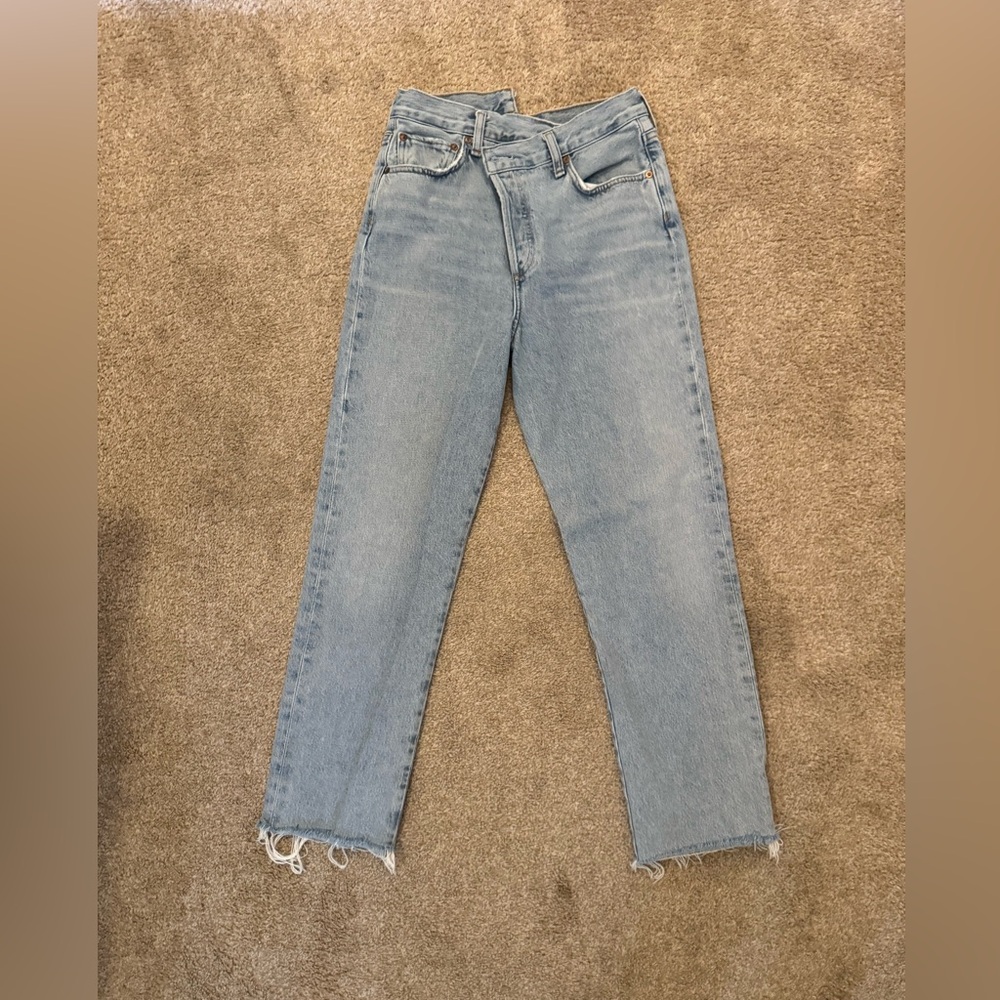 Agolde Light Blue Denim Criss Cross Jeans
